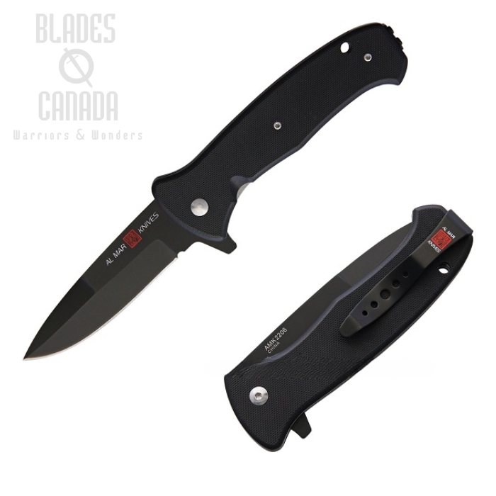 (image for) Al Mar SERE 2020 Night G Flipper Folding Knife, Assisted Opening, D2, G10 Black, AMK2207